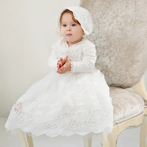 【0M-24M】Baby Girl Christening Gown Full Moon Posing Wine One Year Old Birthday Little Princess Dress - Popopiearab.com 