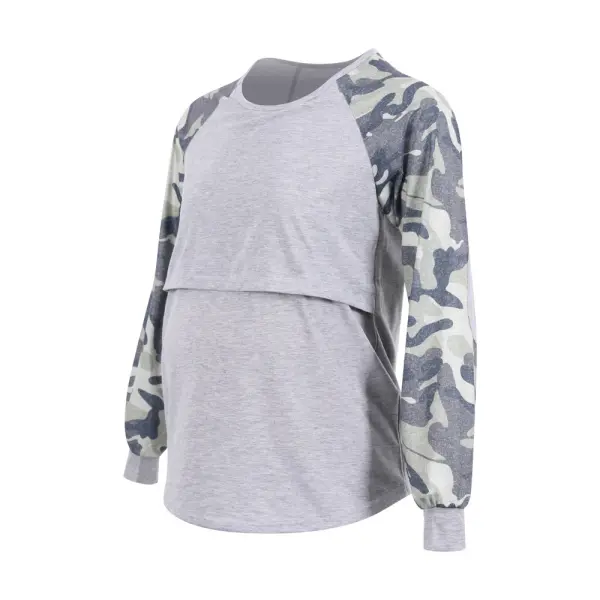 Maternityn Color Matching Raglan Long-sleeved Breastfeeding Tops - Lukalula.com 