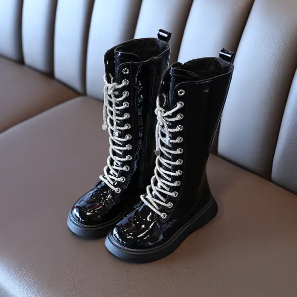 Girls Lace Up High Boots - Lukalula.com 