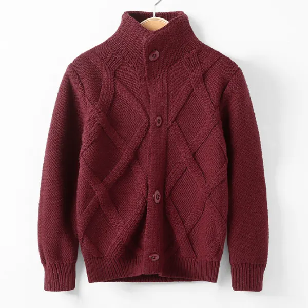【2Y-11Y】 Boys Casual Pure Color Long-sleeved Sweater Cardigan - Lukalula.com 
