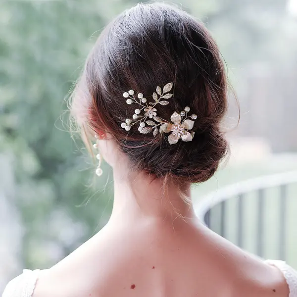 Headdress Alloy Flower Pearl Hairpin Bridal Side Clip - Lukalula.com 