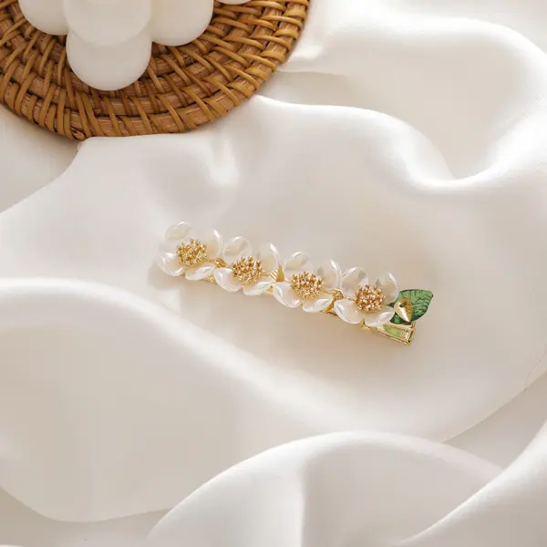Hair Accessories Sweet And Cute Shell Flower Side Clip Green Leaf Duckbill Clip - Lukalula.com 