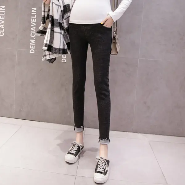 Maternity High-rise Belly Lift Cropped Jeans - Lukalula.com 