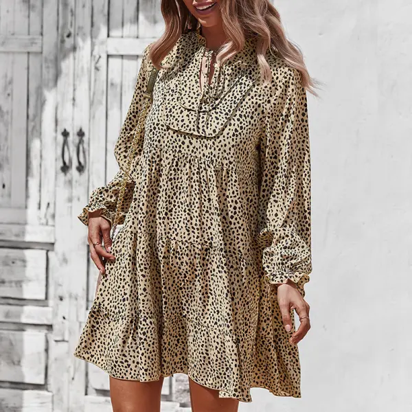 Maternity Long-sleeved Floral Casual Dress - Lukalula.com 