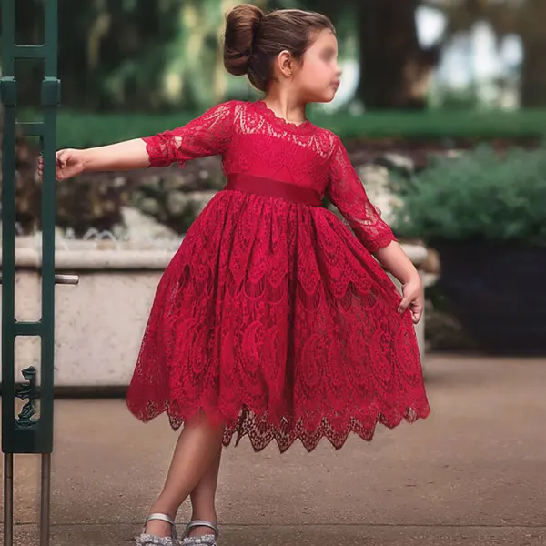 【2Y-9Y】Girl Elegant Lace Bow Evening Dress - Popopiearab.com 