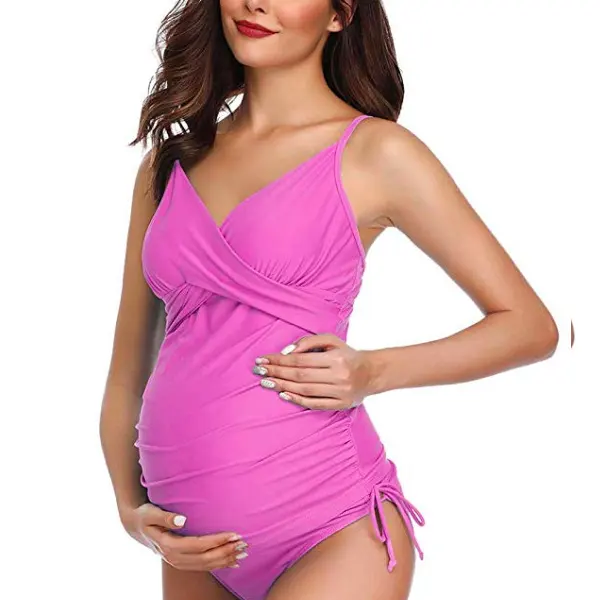 Maternity Solid Color Summer Swimsuit Bikini Two Piece - Lukalula.com 