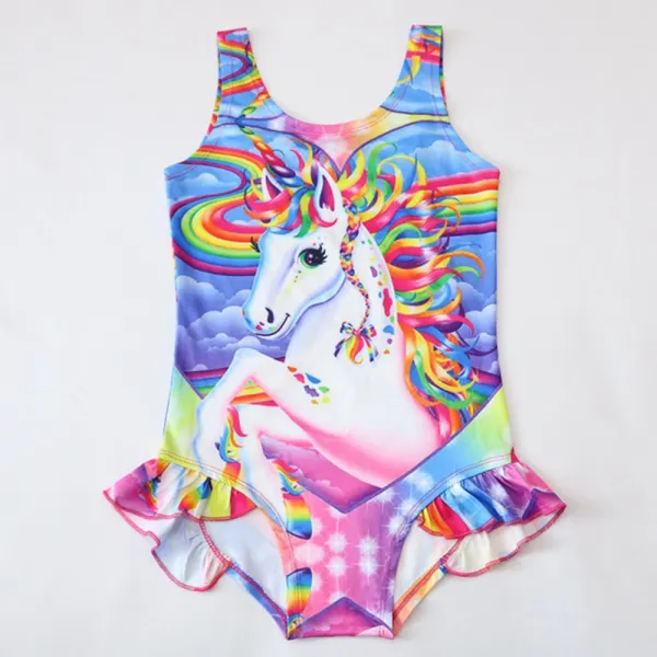 【2Y-9Y】Girls Unicorn Print Swimsuit - Popopiearab.com 