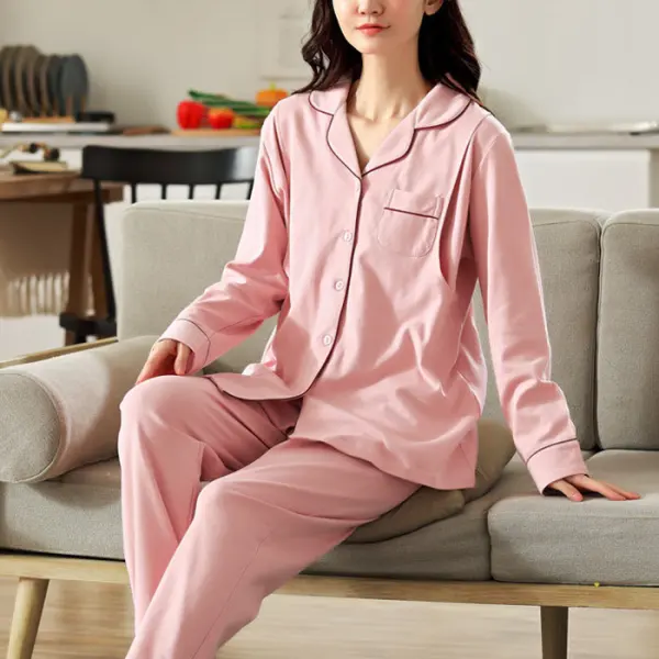 Maternity Cardigan Long Sleeve Trousers Cotton Pajamas Breastfeeding Homewear Set - Lukalula.com 
