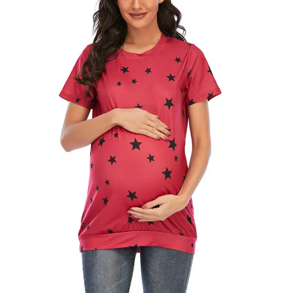 Maternity Print Star Short Sleeve T-Shirt - Lukalula.com 