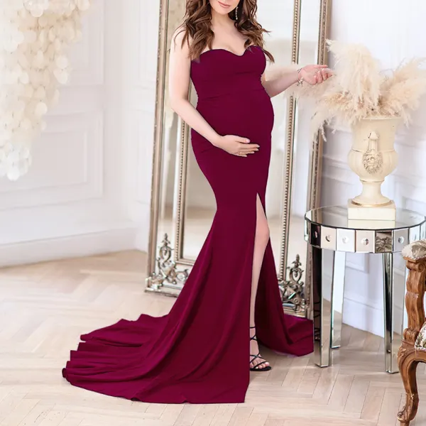 Maternity Off The Shoulder Maxi Photoshoot Dress - Lukalula.com 