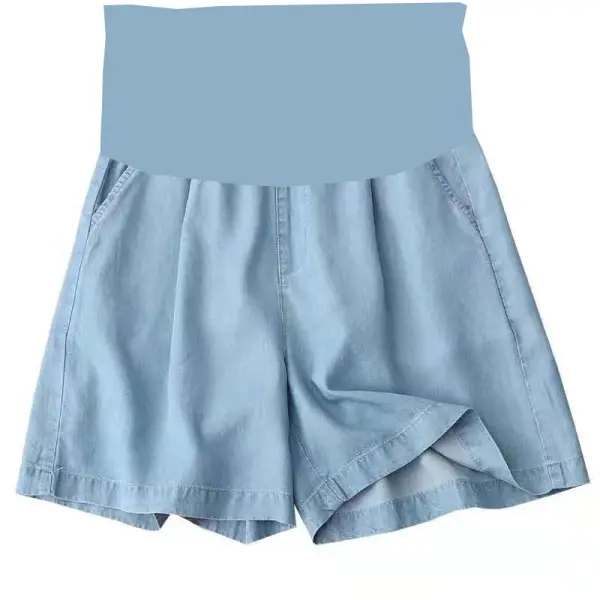 Maternity Summer Soft Belly Denim Shorts - Lukalula.com 