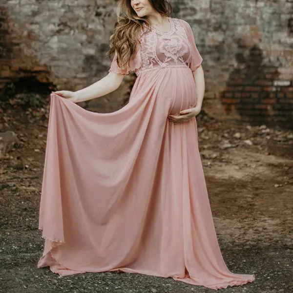 Maternity Lace Chiffon Photoshoot Dress