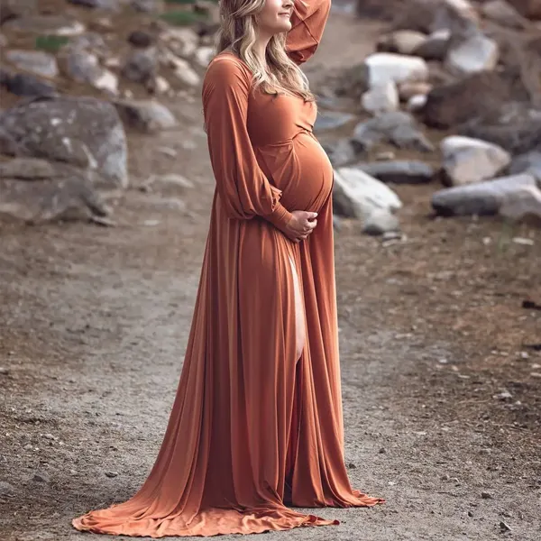 Maternity Elegant Long Sleeve Photoshoot Dress