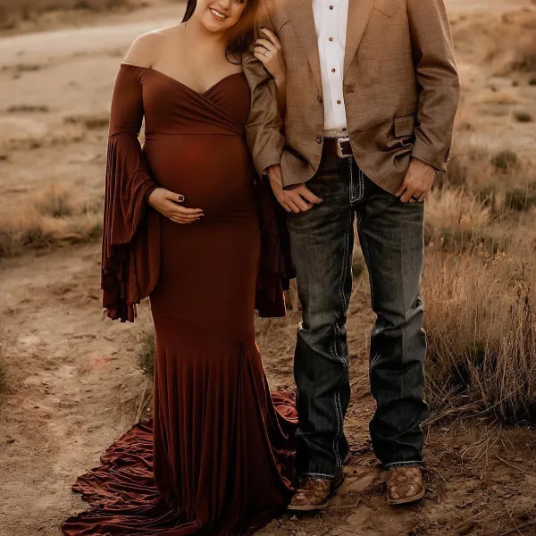 Maternity VNeck Gown Maxi Photoshoot Dress