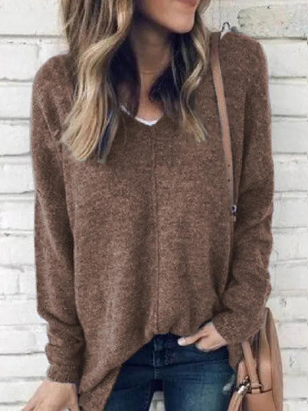 V-Ausschnitt Voll lockerer Pullover - Luvyle.chimpone.com 