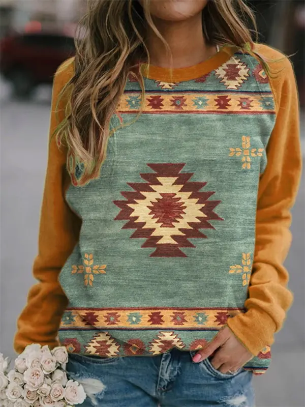 Western Patchwork Comfy Pullover - Luvyle.chimpone.com 