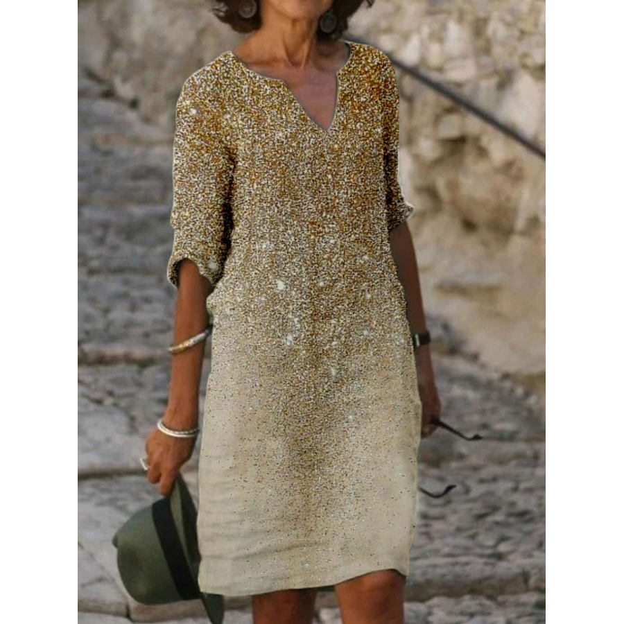

Fashion Star Print Long Sleeve Shift Dress