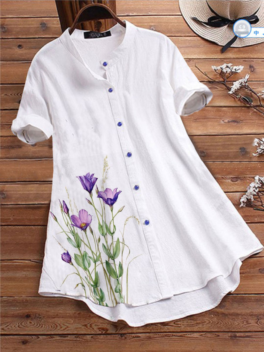 Floral Print Casual Loose Chic Short-sleeved Blouse