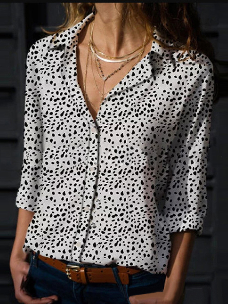 Polka Dot Print Casual Long sleeved Blouse
