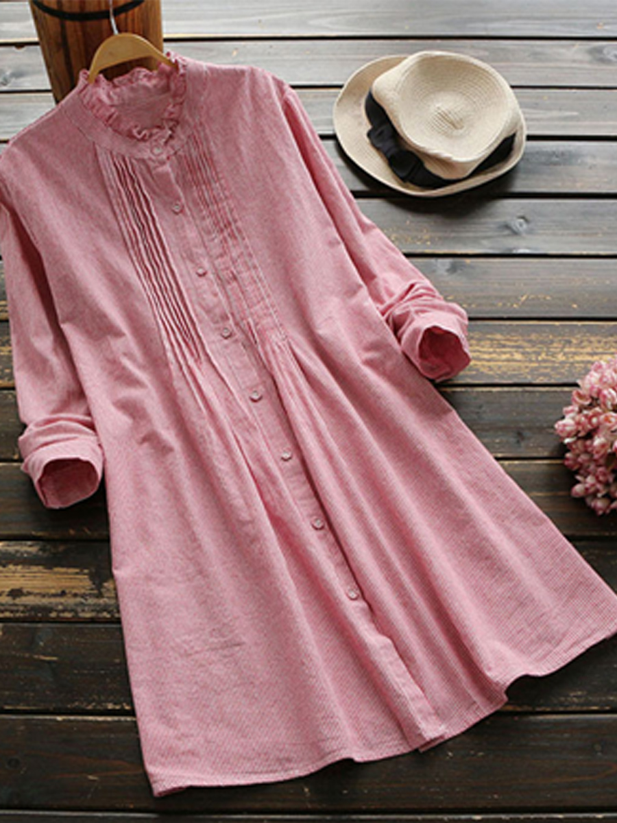 Striped Print Loose Casual Long Sleeve Blouse