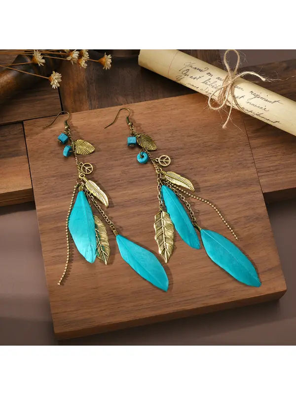 Vintage Ethnic Feather Earrings - Machoup.com 