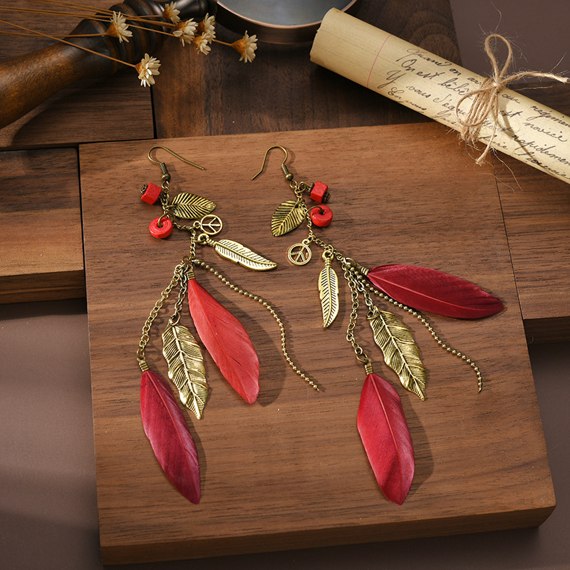 Vintage Ethnic Feather Earrings