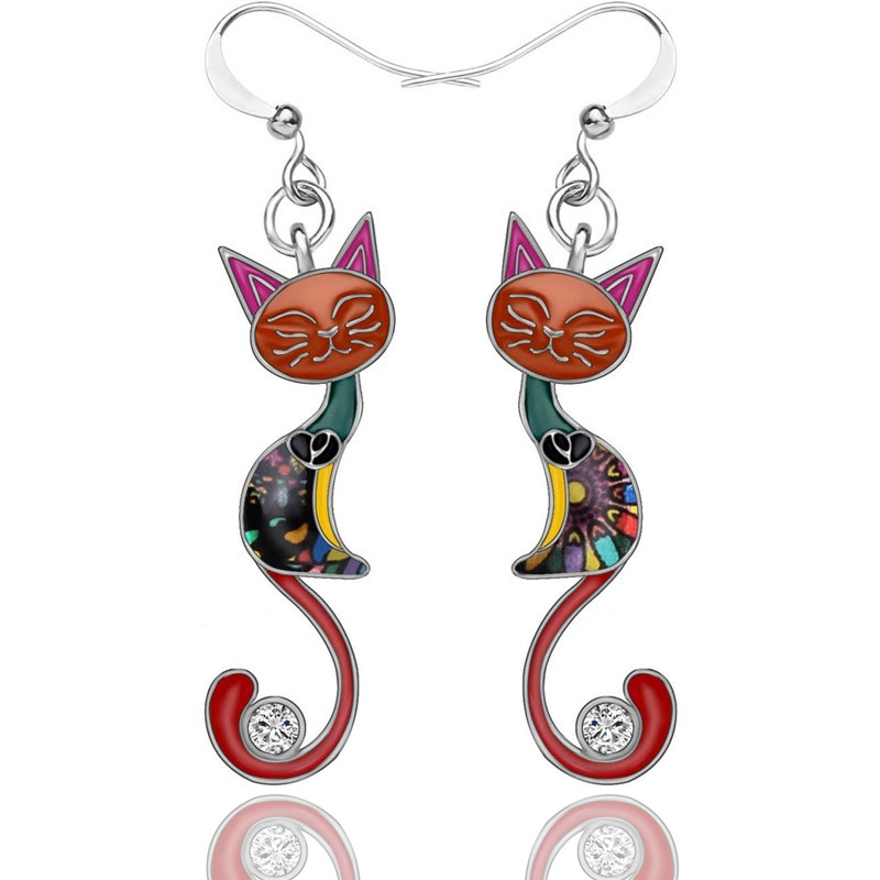 Fashion Creative Colorful Cat Earrings