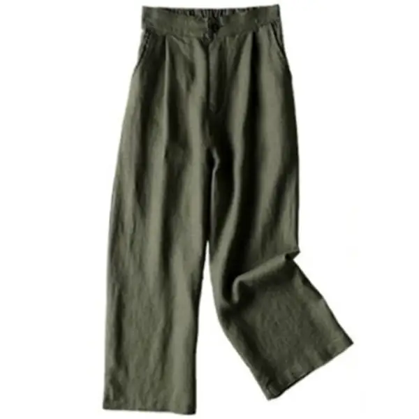 Cotton And Linen Wide-leg Casual Pants - Chrisitina.com 
