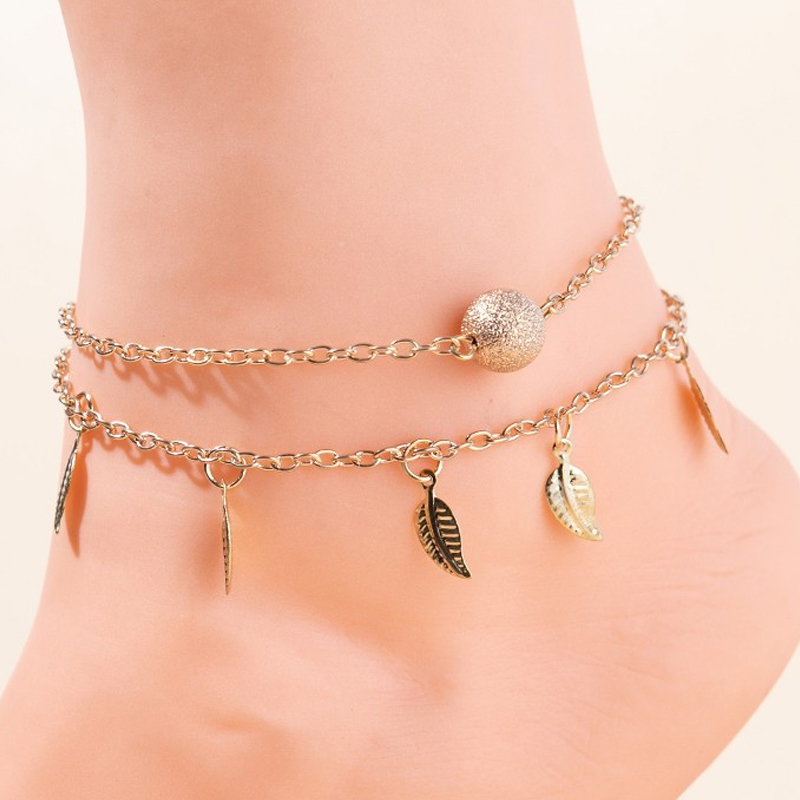 Vintage Double Fringe Leaf Anklet