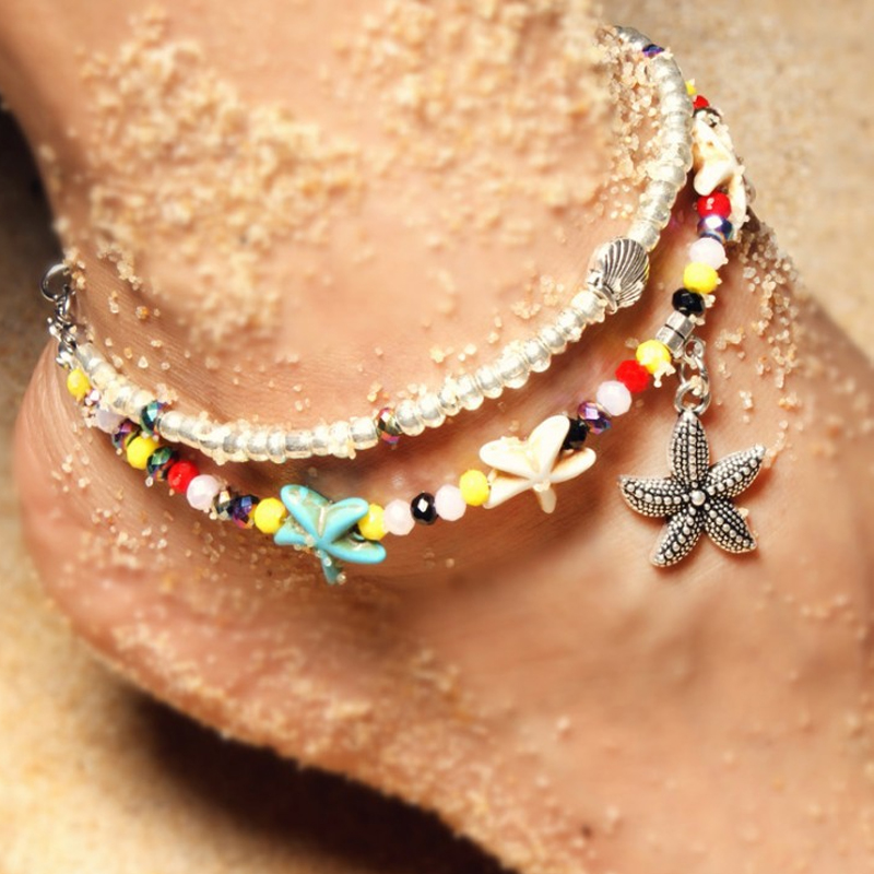 Vintage Double Layer Starfish Beach Anklet