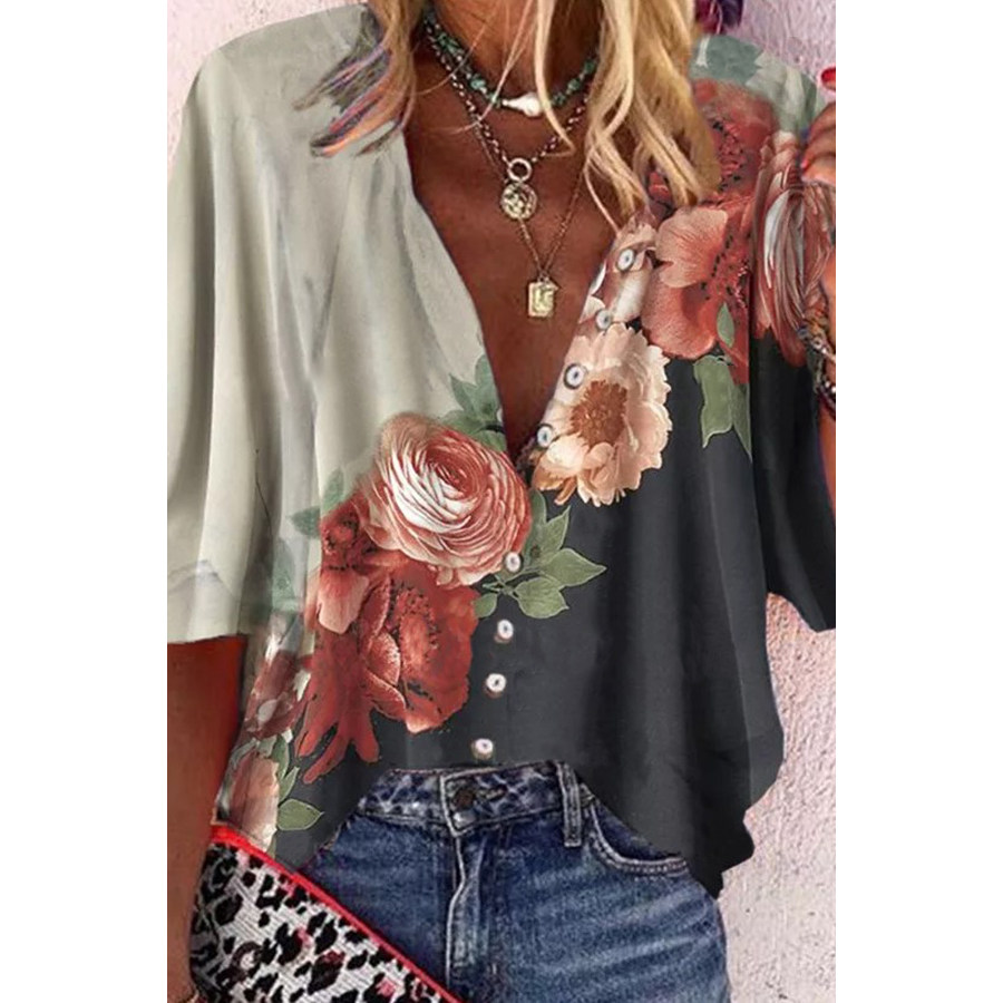 

V-neck Print Shirt