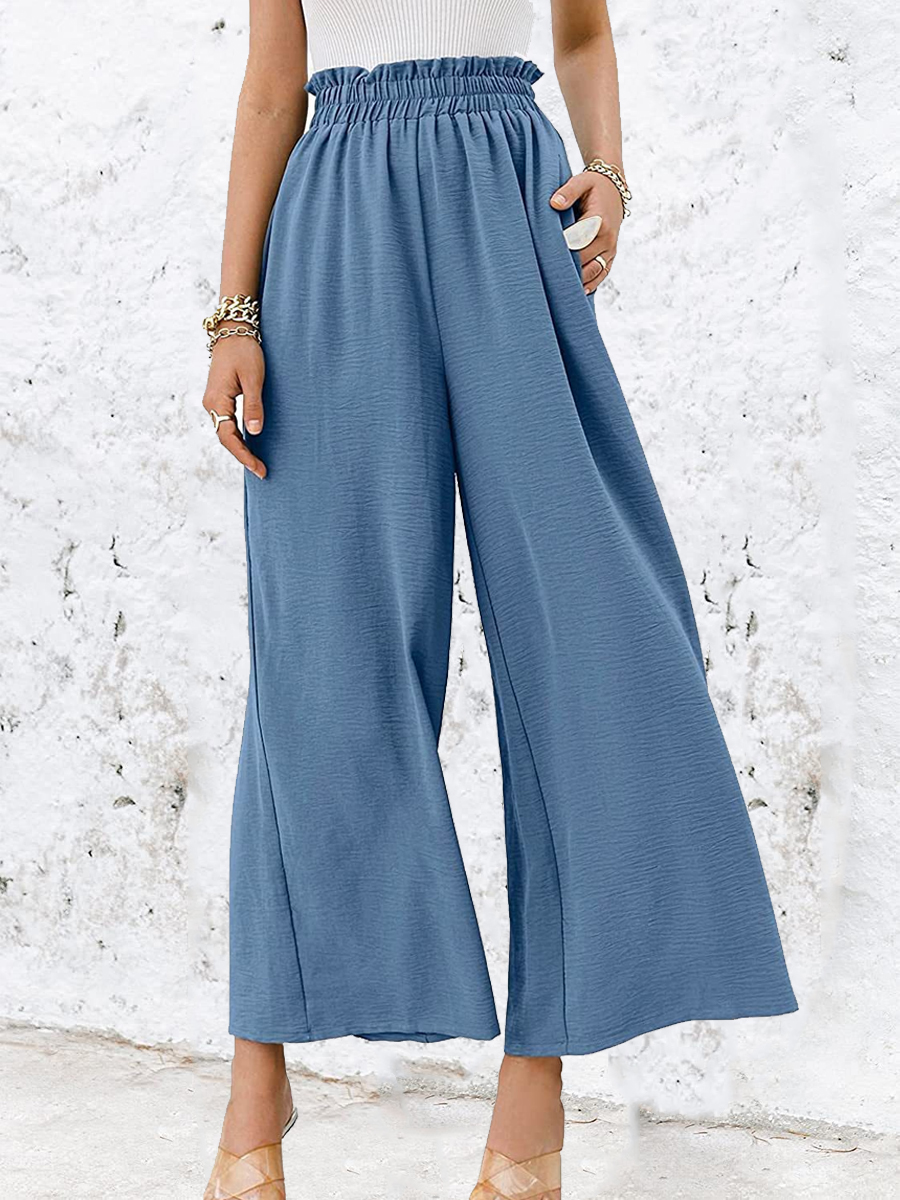 Loose Casual Solid Color High Waist Wide Leg Pants