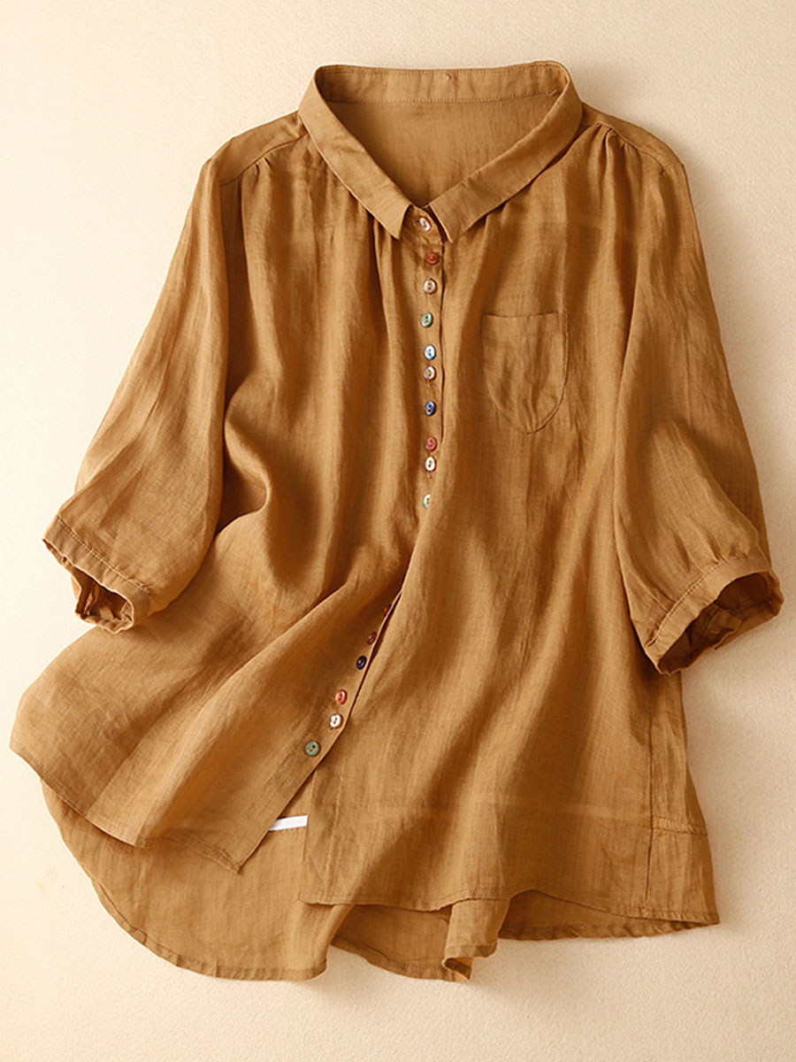 Casual Loose Sunscreen Holiday Solid Color Short Sleeve Blouse
