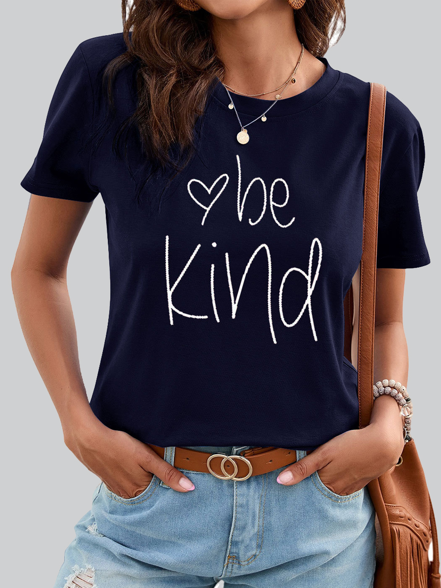 Casual Letter Print Crew Neck Short Sleeve T Shirt