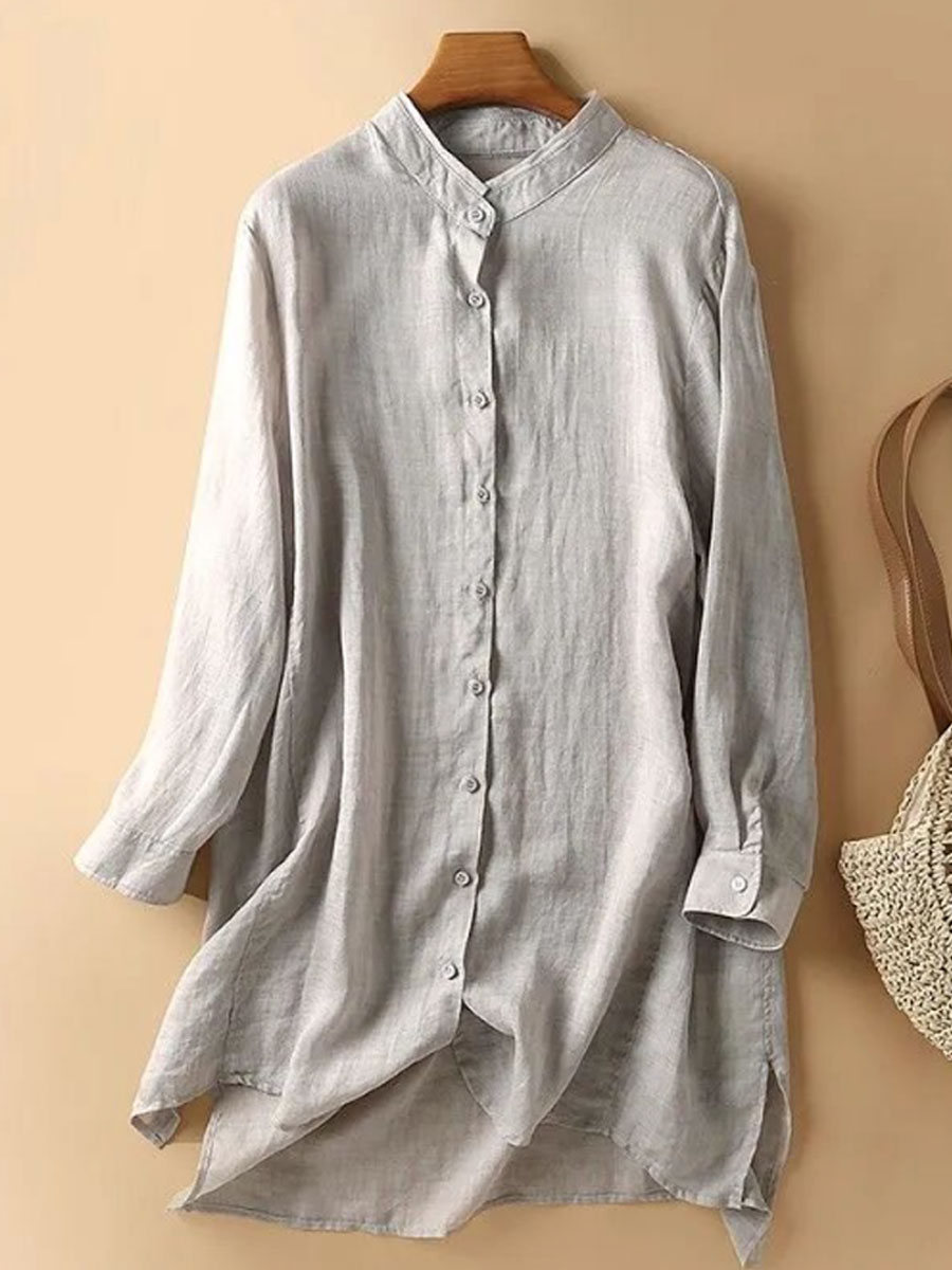 Casual Loose Solid Color Sunscreen Long Sleeve Blouse