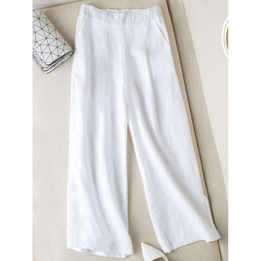 

Casual Loose Solid Color Elastic Waist Pants