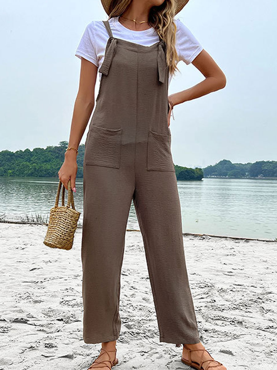 Loose Casual Solid Color Jumpsuit