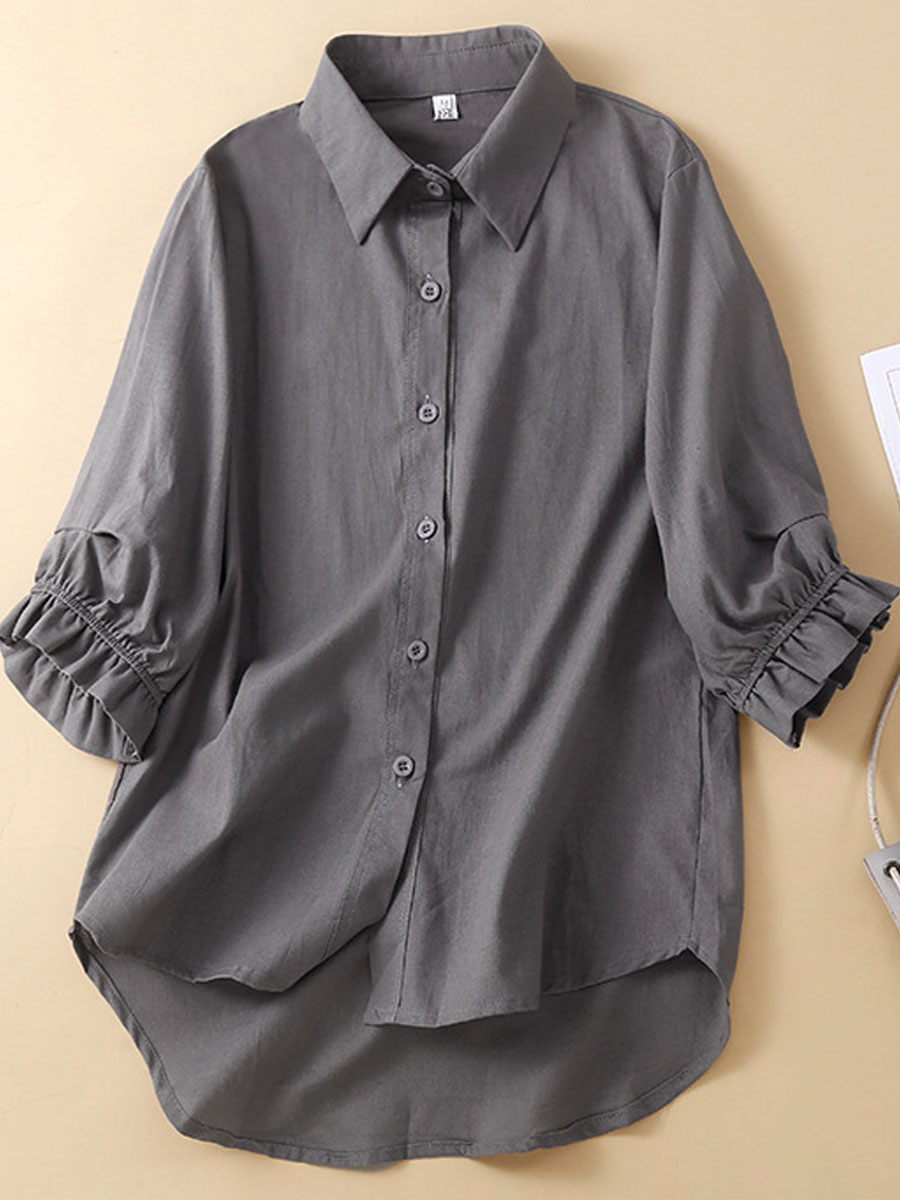 Casual Loose Solid Color Sunscreen Long Sleeve Blouse