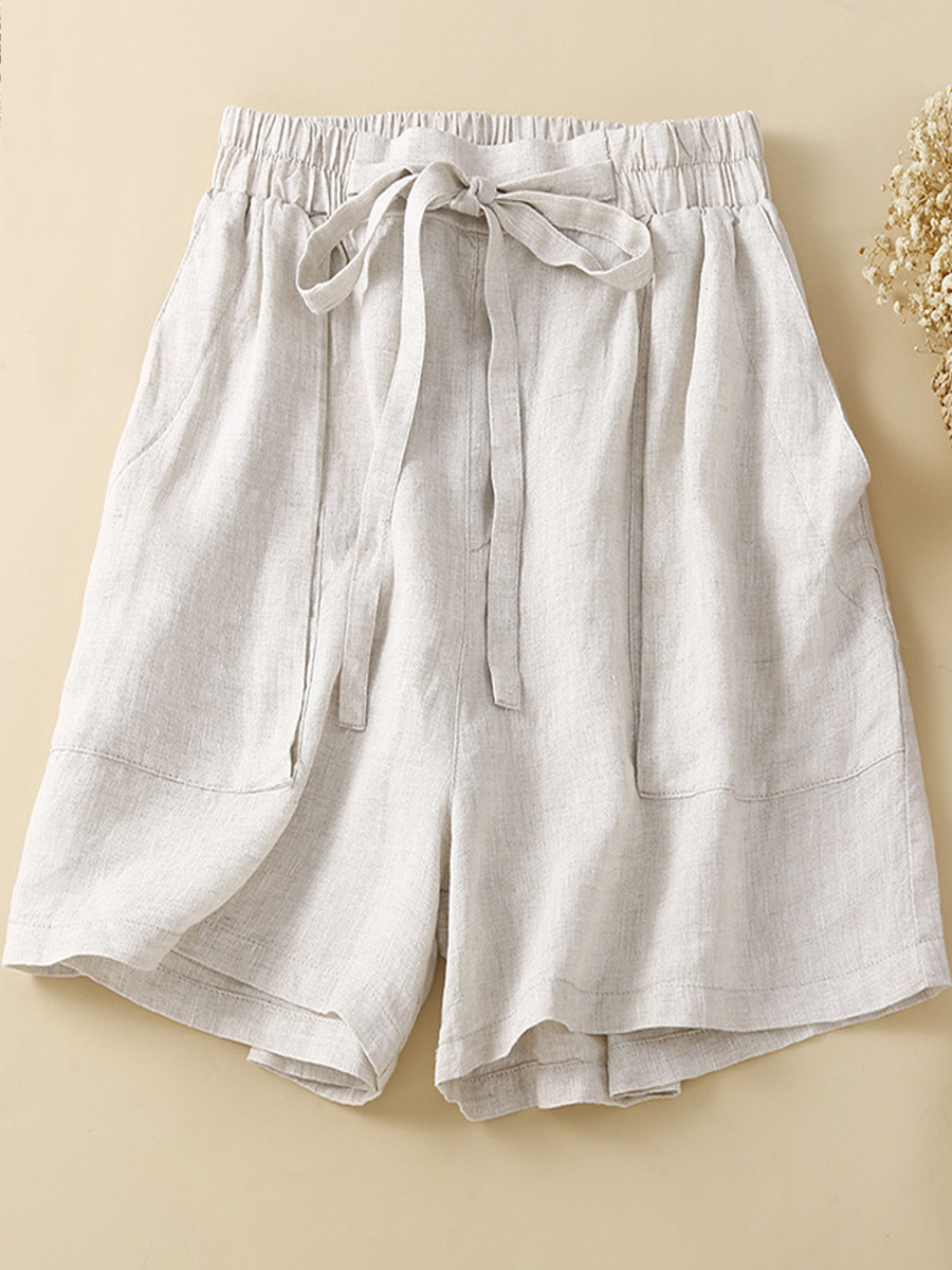 Loose Casual Solid Color Wide Leg Shorts