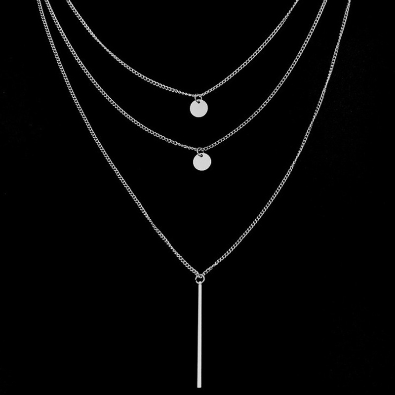 Simple Fashion Double Layer Disc Long Necklace