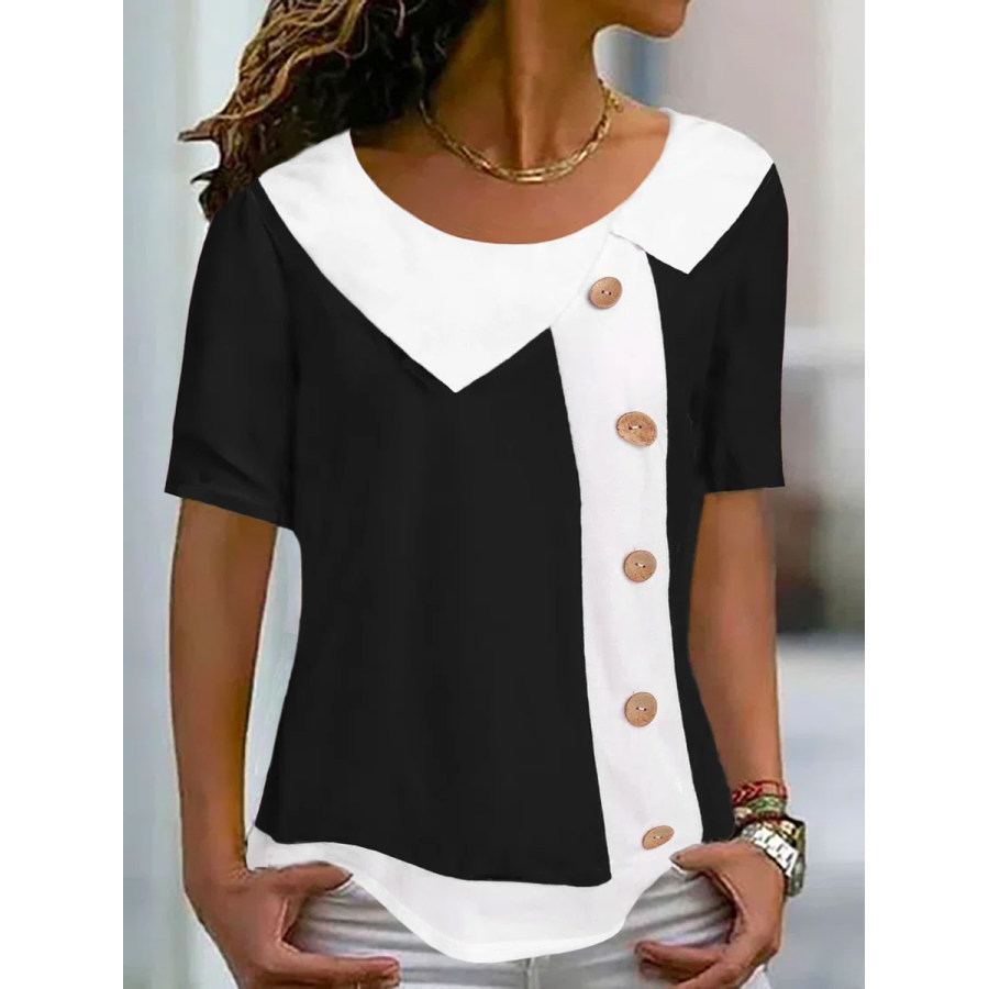 

Vintage Color Matching Crew Neck Short Sleeve T-Shirt