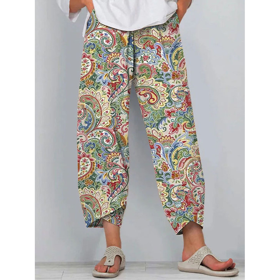 

Casual Ethnic Print Loose Pocket Pants