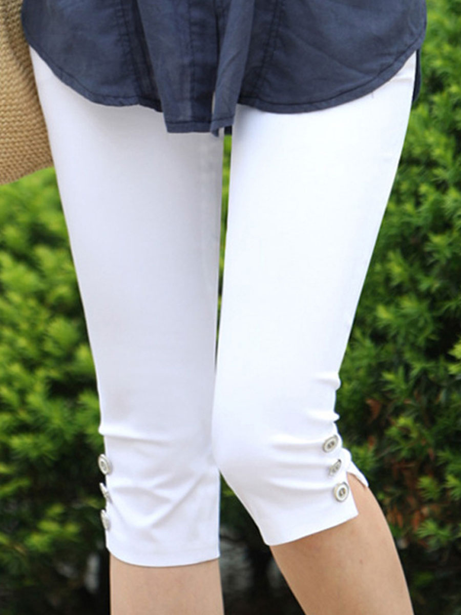 Casual Loose Solid Color Cropped Pants