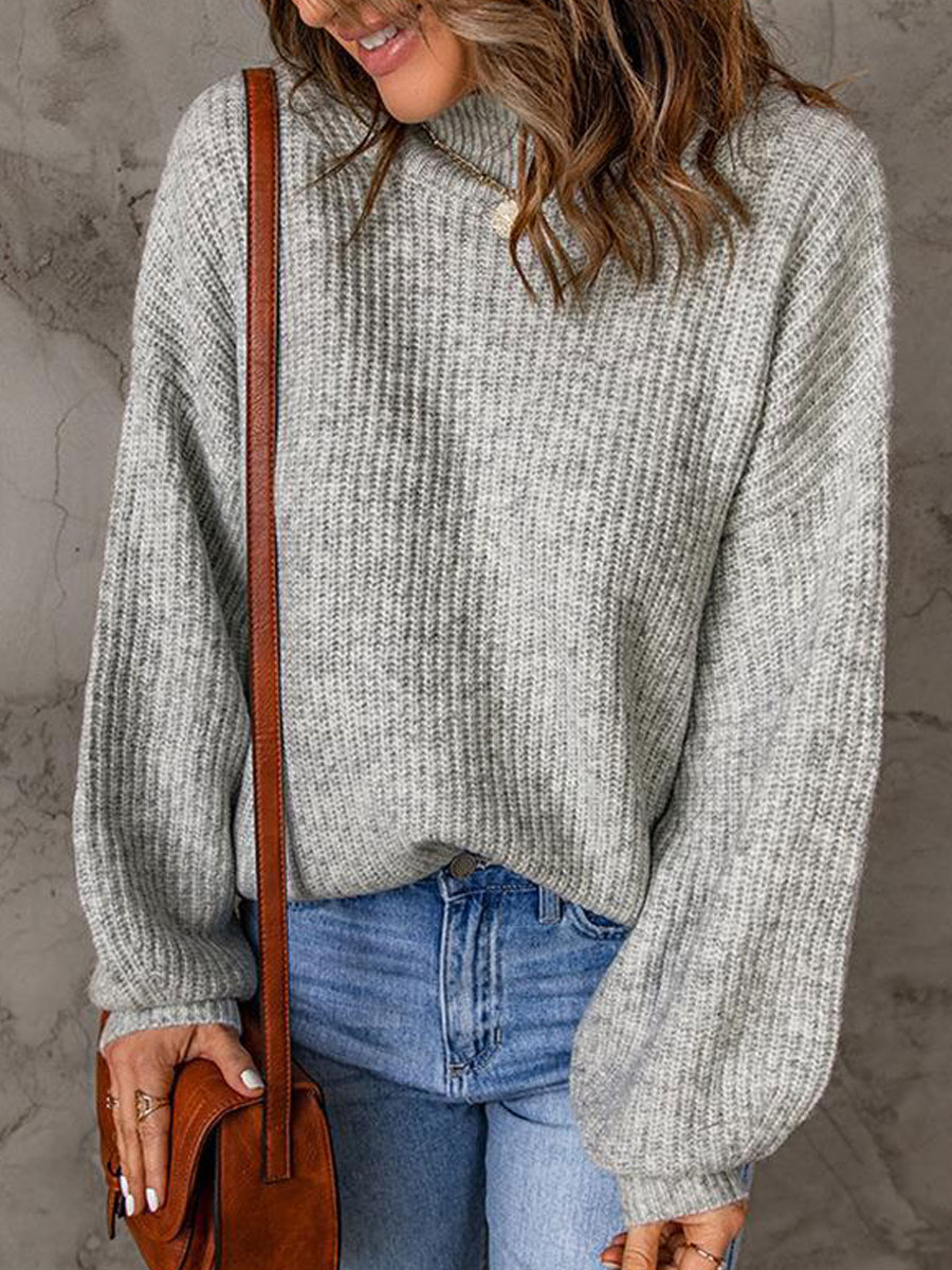 Casual Loose Solid Color Sweater Pullover