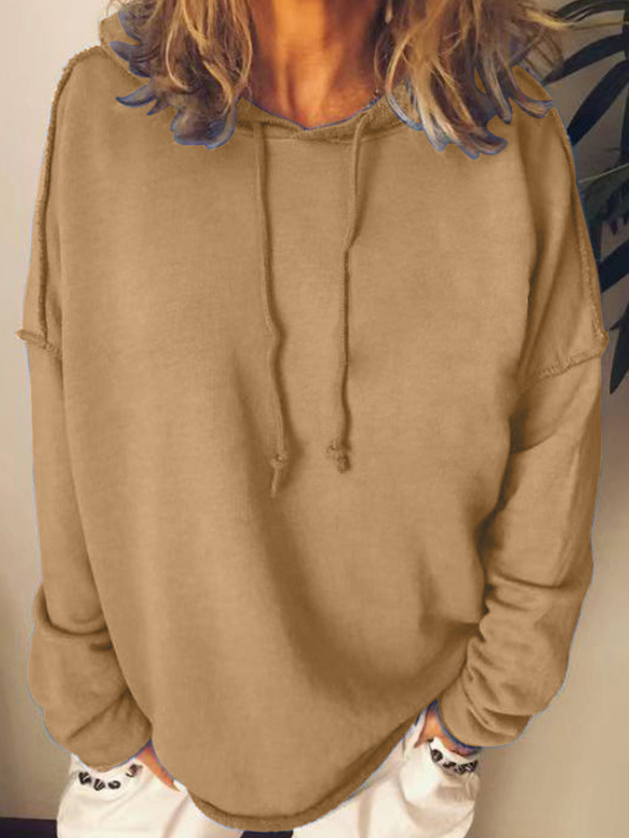 Casual Loose Solid Color Long Sleeve Hoodie Sweatshirt