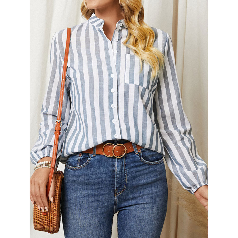 

Casual Loose Striped Print Cardigan Long Sleeve Blouse