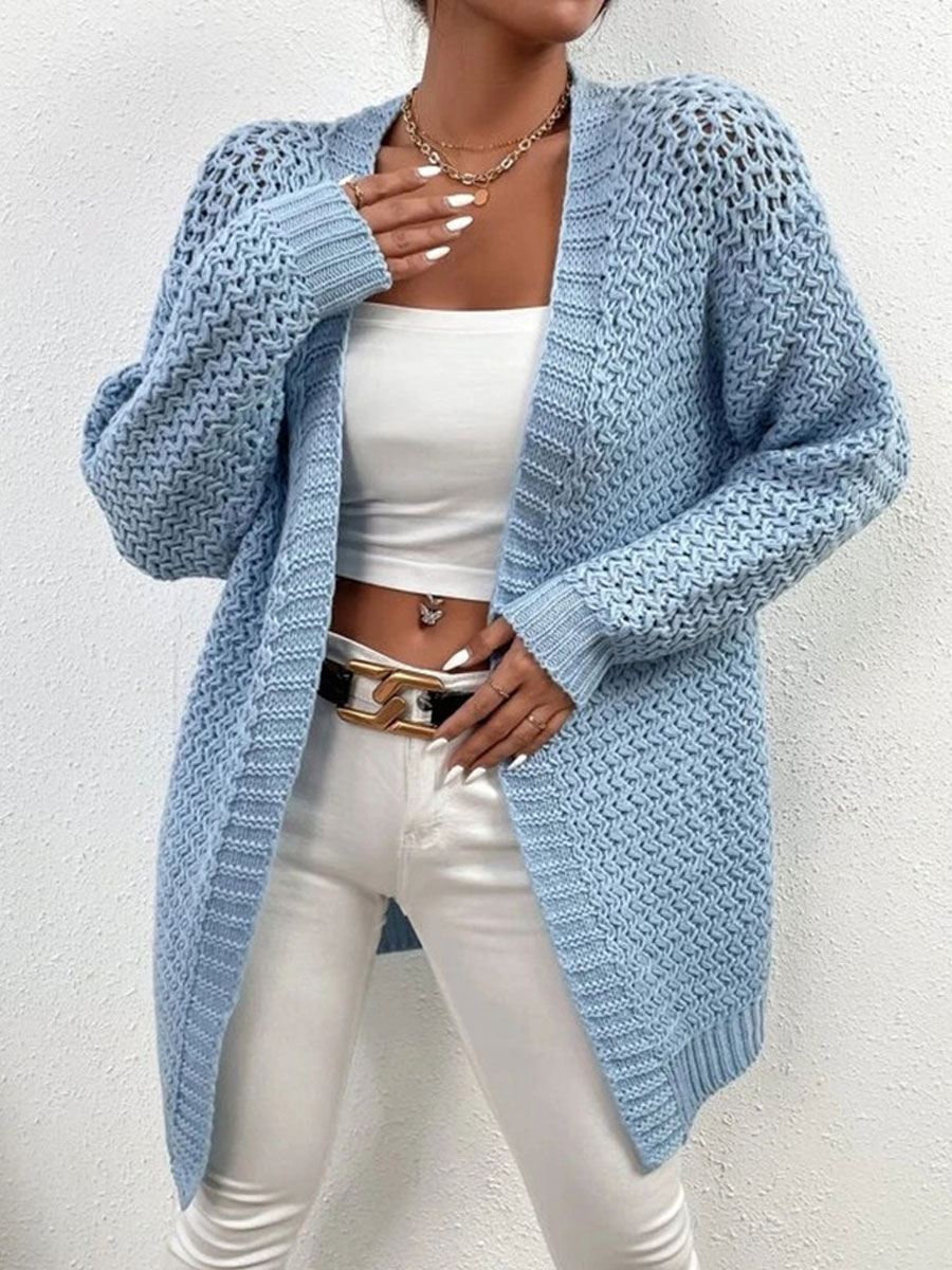 Casual Loose Solid Color Sweater Cardigan