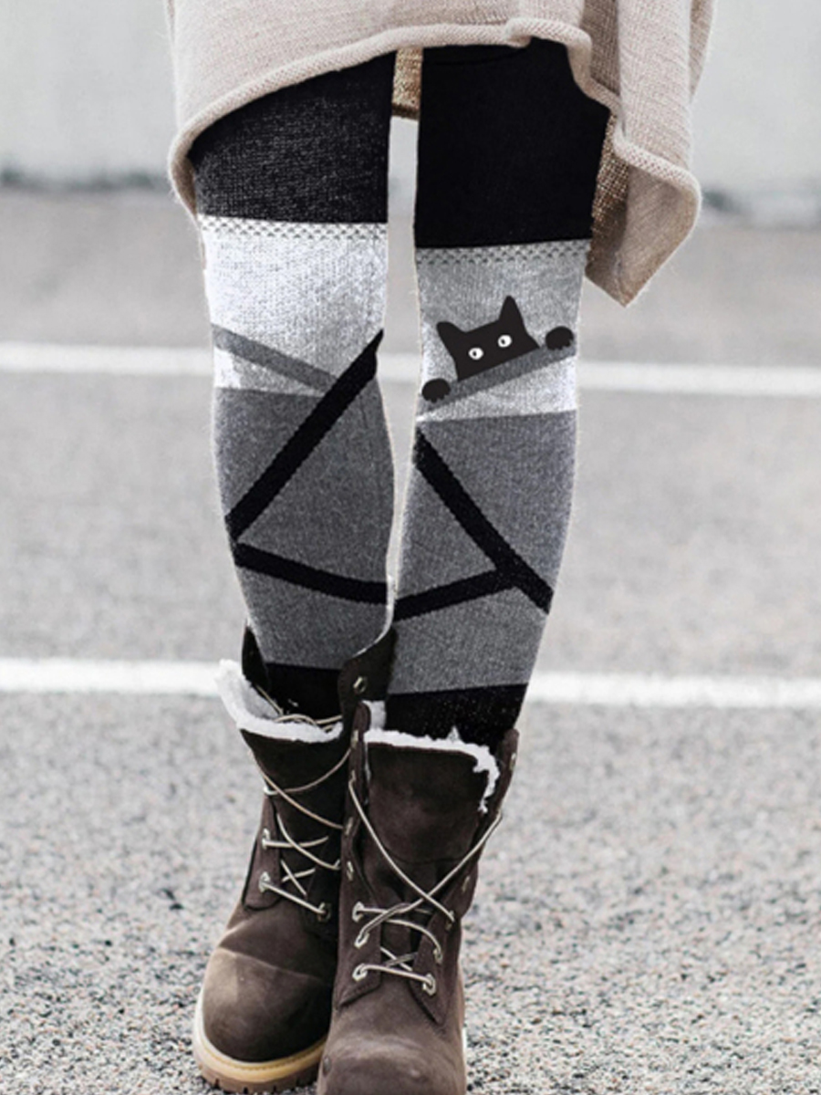 Casual Fashion Cat Print Chic Leggings