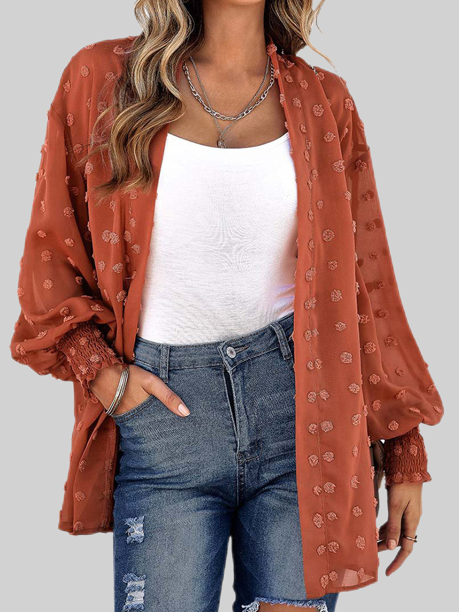 Loose Casual Solid Color Long Sleeve Cardigan Shirt