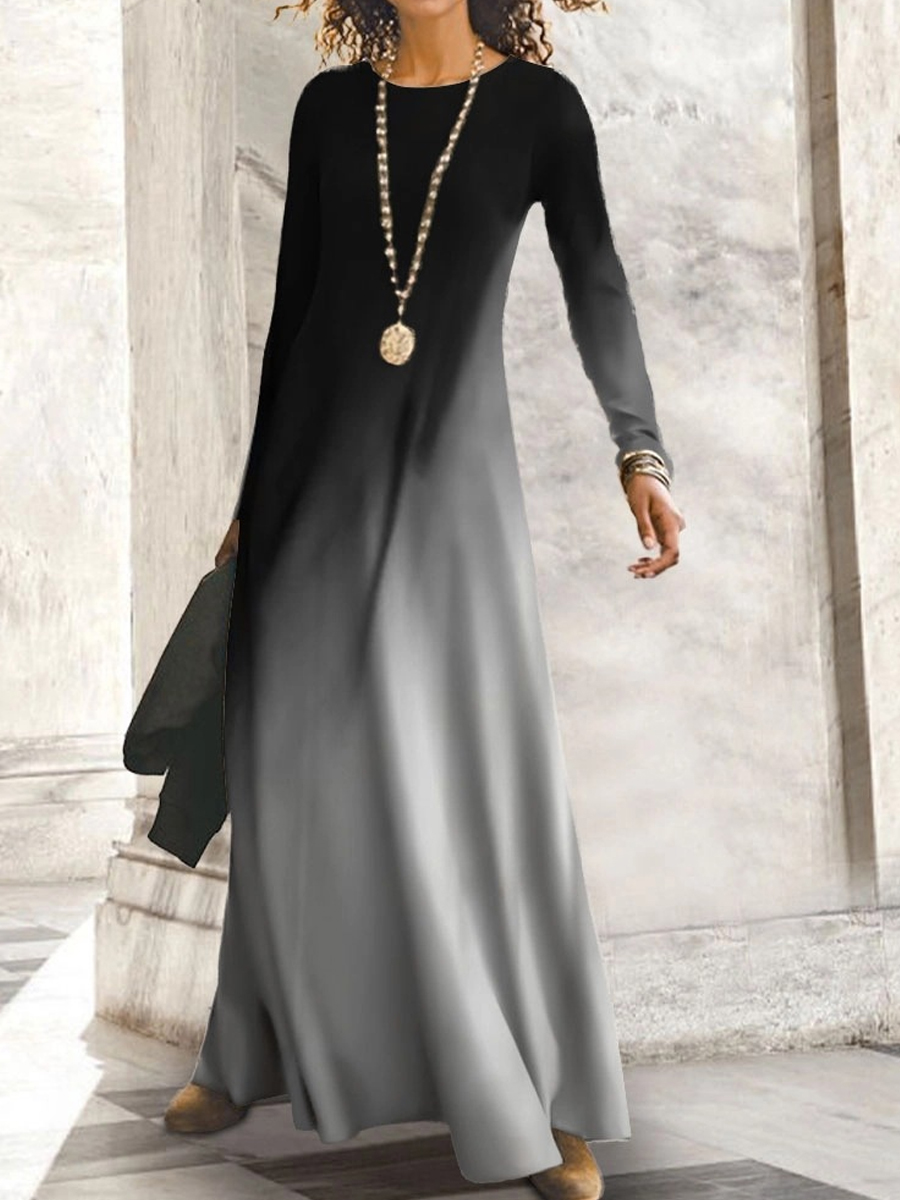 Casual Vintage Gradient Print Party Maxi Dress